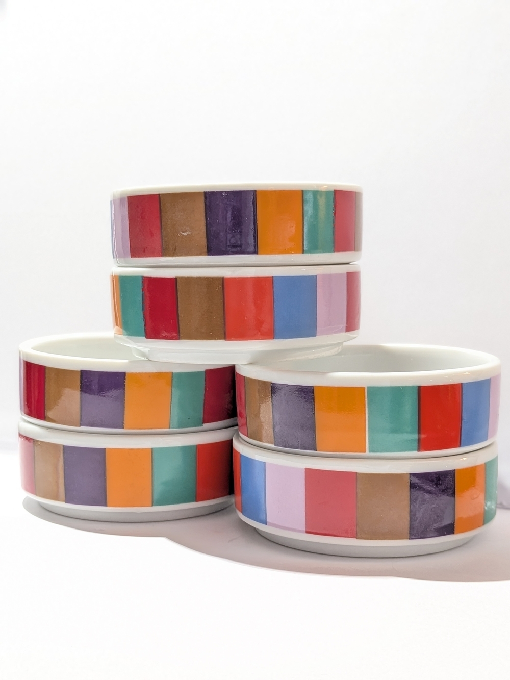 6-Piece Colorful Striped Small Bowls / Ramekins (San Remo – Imperial Japan) 🇯🇵
